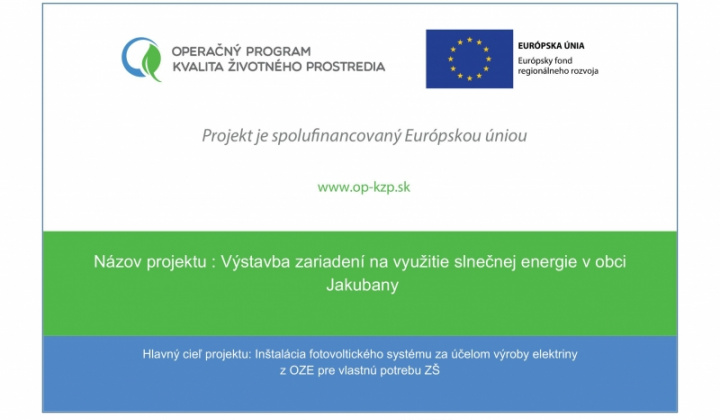 1. fotografia fotogalérie Projekty / Výstavba zariadení na využitie slnečnej energie v obci Jakubany - foto