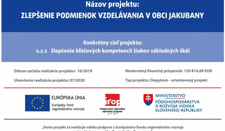 1. fotografia fotogalérie Projekty / Zlepšenie podmienok vzdelávania v obci Jakubany - foto