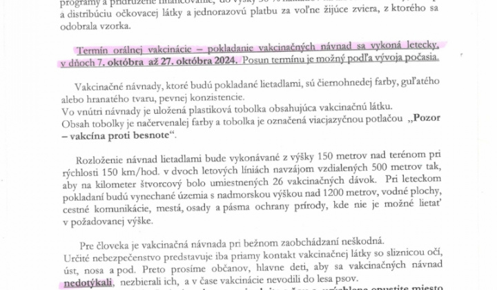 1. fotografia fotogalérie Orálna vakcinácia líšok proti besnote - jesenná kampaň 2024 - foto