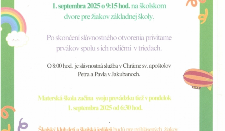 1. fotografia fotogalérie ZŠ s MŠ Jakubany - Nový školský rok 2025/2026 - foto