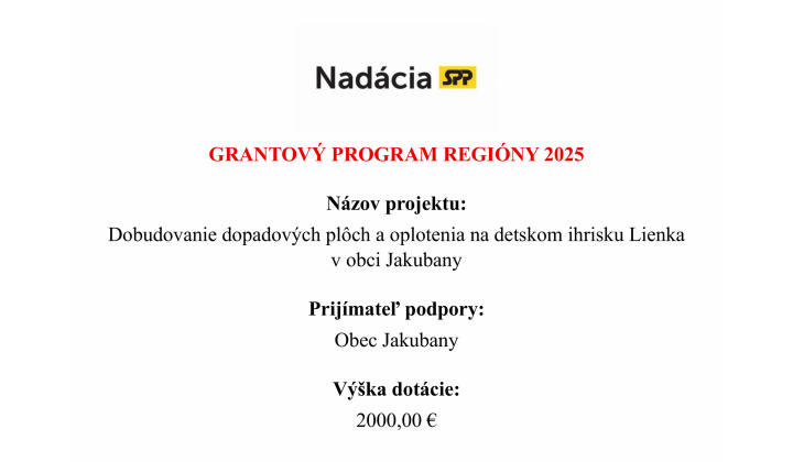 Fotka - Nadácia SPP - Dobudovanie dopadových plôch a oplotenia na detskom ihrisku Lienka v obci Jakubany