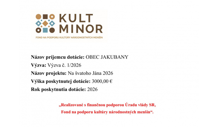 Fotka - Na švatoho Jána 2026 - dotácia z KULTminor