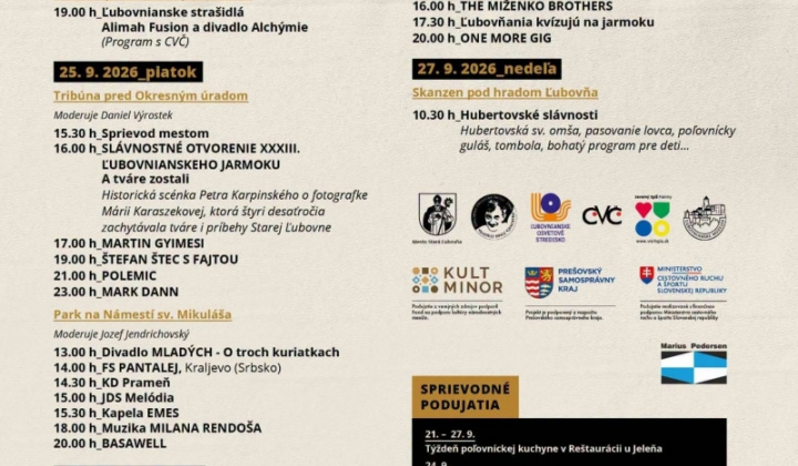 Fotka - XXXIII. Ľubovniansky jarmok 24. - 27. 09. 2026